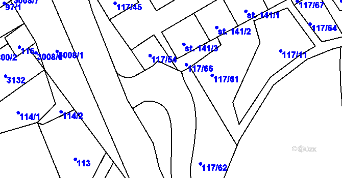 Parcela st. 117/44 v KÚ Dubá, Katastrální mapa