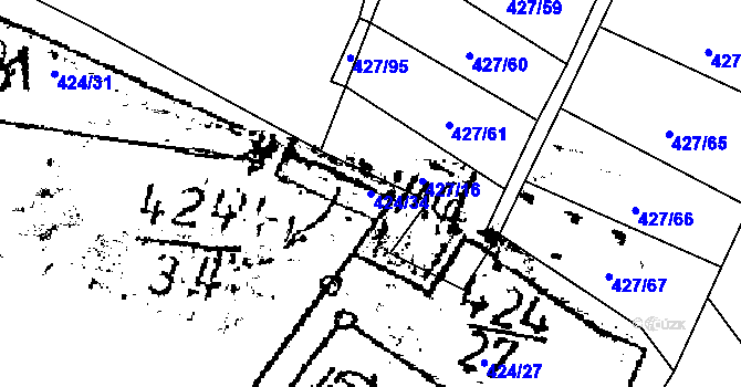 Parcela st. 424/34 v KÚ Dubá, Katastrální mapa