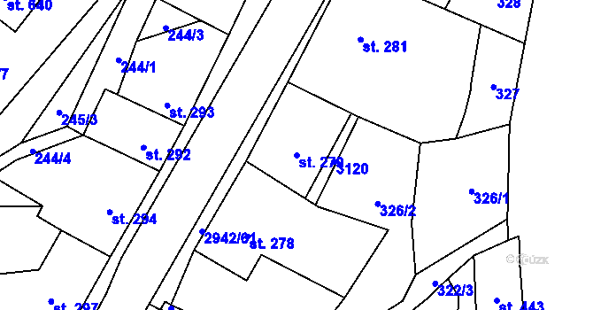 Parcela st. 279 v KÚ Dubá, Katastrální mapa