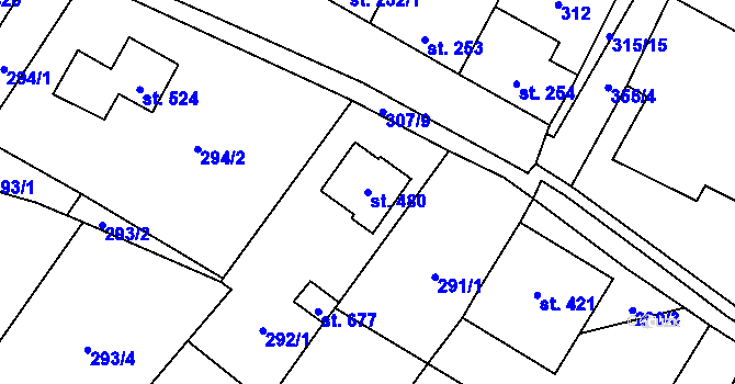 Parcela st. 480 v KÚ Dubá, Katastrální mapa