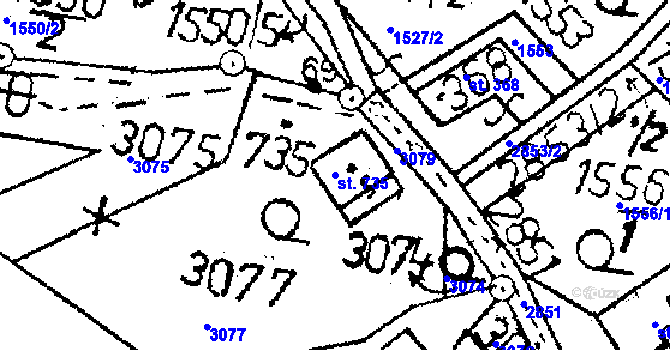 Parcela st. 735 v KÚ Dubá, Katastrální mapa