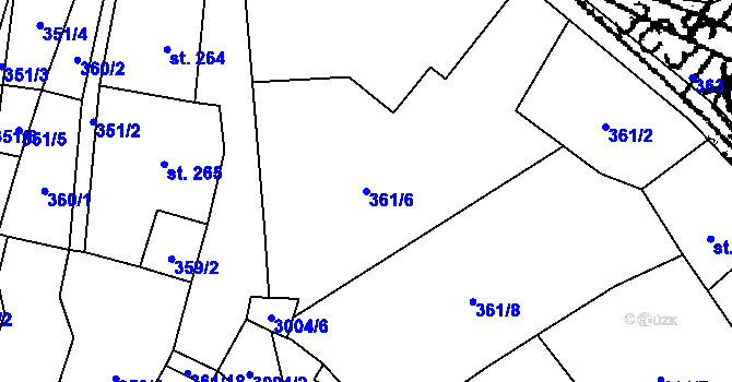 Parcela st. 361/6 v KÚ Dubá, Katastrální mapa