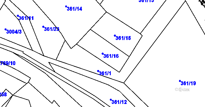 Parcela st. 361/16 v KÚ Dubá, Katastrální mapa