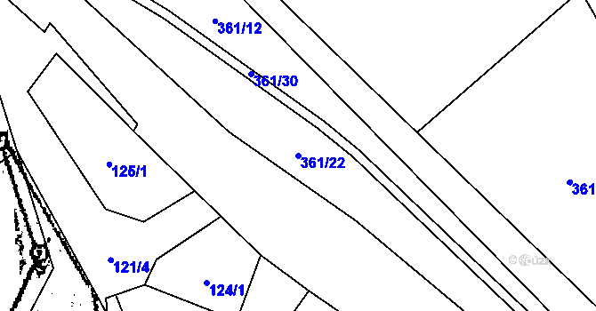 Parcela st. 361/22 v KÚ Dubá, Katastrální mapa