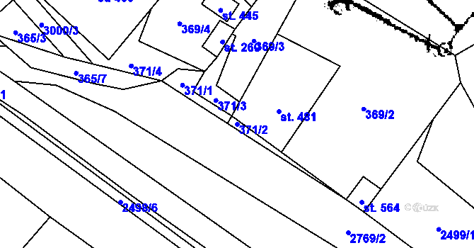 Parcela st. 371/2 v KÚ Dubá, Katastrální mapa