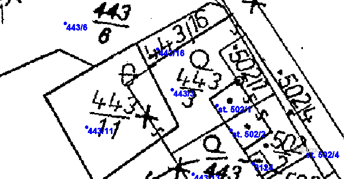 Parcela st. 443/3 v KÚ Dubá, Katastrální mapa