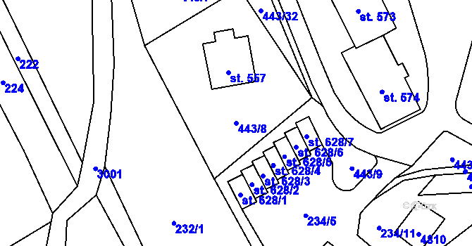 Parcela st. 443/8 v KÚ Dubá, Katastrální mapa