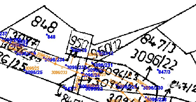 Parcela st. 950/12 v KÚ Dubá, Katastrální mapa