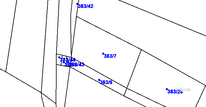 Parcela st. 383/7 v KÚ Dubany, Katastrální mapa