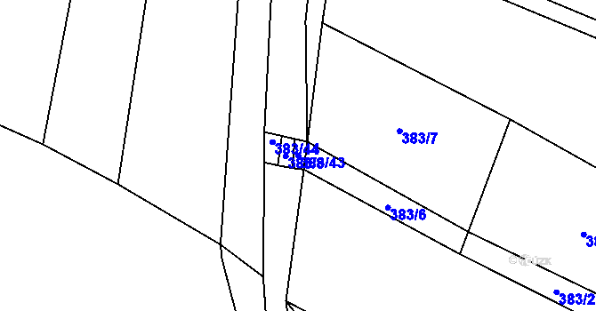 Parcela st. 383/43 v KÚ Dubany, Katastrální mapa