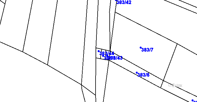 Parcela st. 383/44 v KÚ Dubany, Katastrální mapa