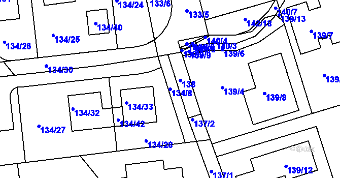 Parcela st. 134/8 v KÚ Dubeč, Katastrální mapa