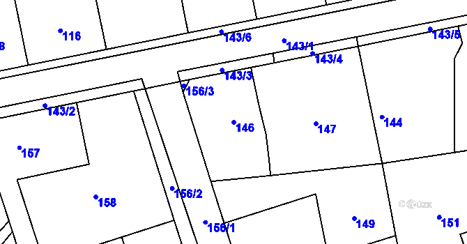 Parcela st. 146 v KÚ Dubeč, Katastrální mapa