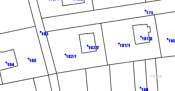 Parcela st. 182/2 v KÚ Dubeč, Katastrální mapa