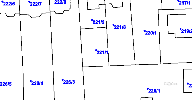 Parcela st. 221/1 v KÚ Dubeč, Katastrální mapa