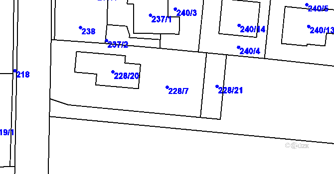Parcela st. 228/7 v KÚ Dubeč, Katastrální mapa