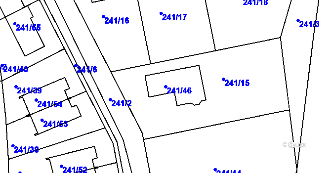 Parcela st. 241/46 v KÚ Dubeč, Katastrální mapa