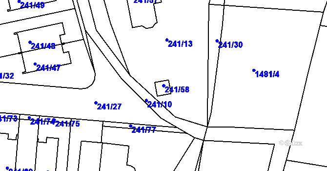 Parcela st. 241/58 v KÚ Dubeč, Katastrální mapa