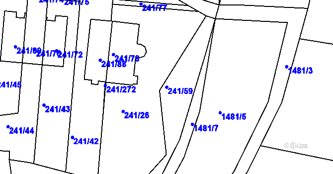 Parcela st. 241/59 v KÚ Dubeč, Katastrální mapa