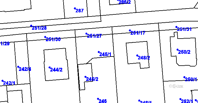 Parcela st. 245 v KÚ Dubeč, Katastrální mapa