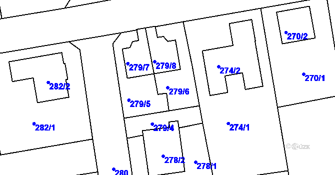 Parcela st. 279/6 v KÚ Dubeč, Katastrální mapa