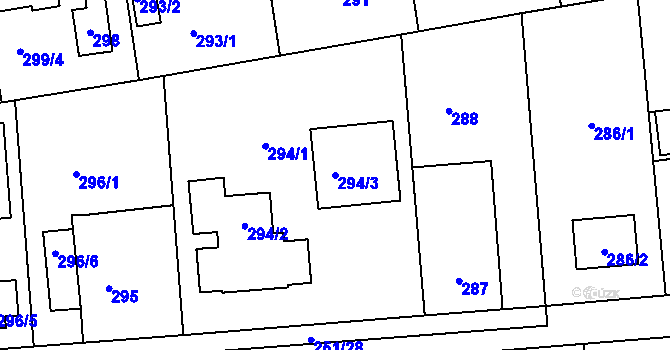 Parcela st. 294/3 v KÚ Dubeč, Katastrální mapa