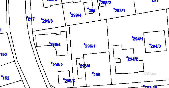 Parcela st. 296/1 v KÚ Dubeč, Katastrální mapa