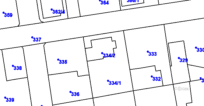 Parcela st. 334/2 v KÚ Dubeč, Katastrální mapa