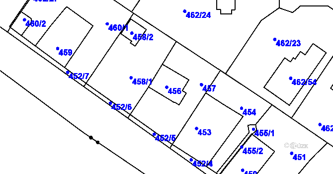 Parcela st. 456 v KÚ Dubeč, Katastrální mapa