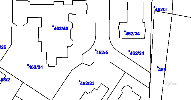 Parcela st. 462/5 v KÚ Dubeč, Katastrální mapa