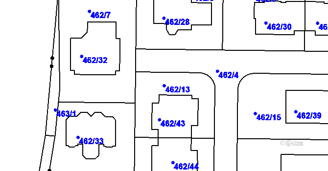 Parcela st. 462/13 v KÚ Dubeč, Katastrální mapa