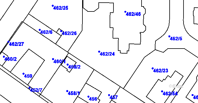 Parcela st. 462/24 v KÚ Dubeč, Katastrální mapa