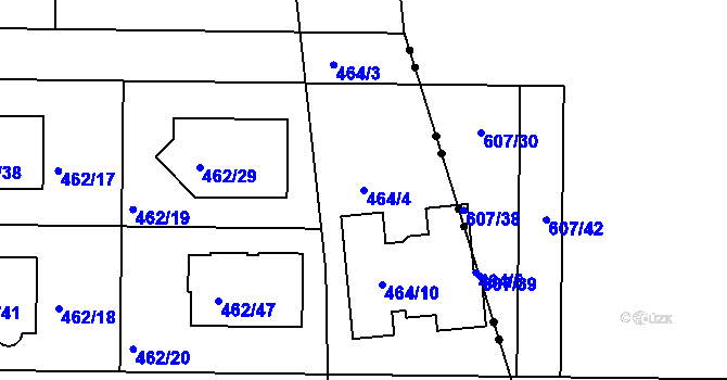 Parcela st. 464/4 v KÚ Dubeč, Katastrální mapa