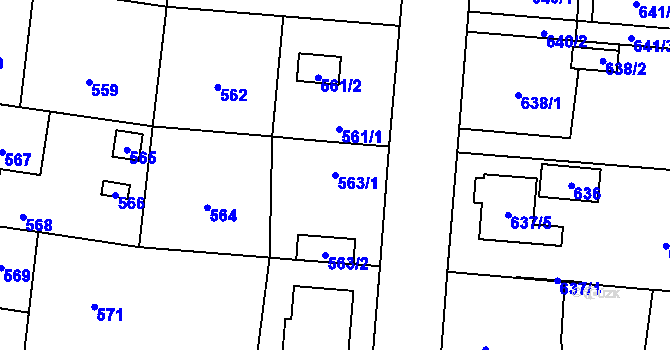 Parcela st. 563/1 v KÚ Dubeč, Katastrální mapa