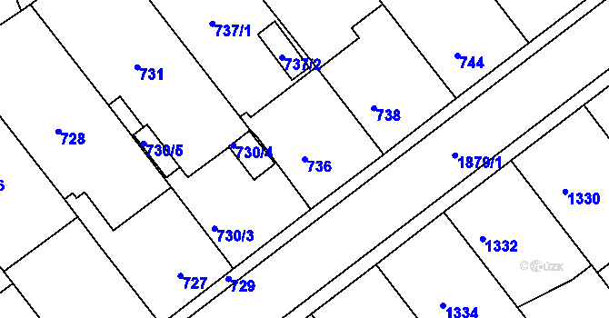 Parcela st. 736 v KÚ Dubeč, Katastrální mapa