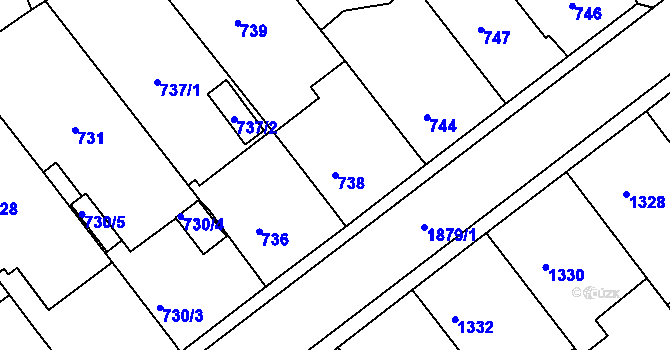 Parcela st. 738 v KÚ Dubeč, Katastrální mapa