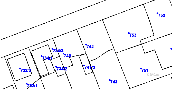 Parcela st. 742 v KÚ Dubeč, Katastrální mapa