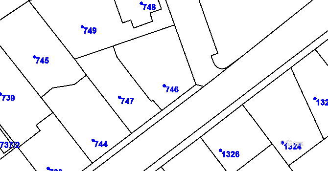 Parcela st. 746 v KÚ Dubeč, Katastrální mapa