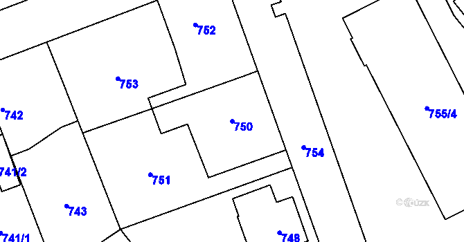 Parcela st. 750 v KÚ Dubeč, Katastrální mapa