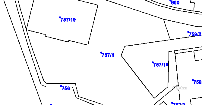 Parcela st. 757/1 v KÚ Dubeč, Katastrální mapa