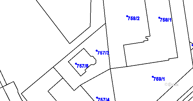 Parcela st. 757/3 v KÚ Dubeč, Katastrální mapa