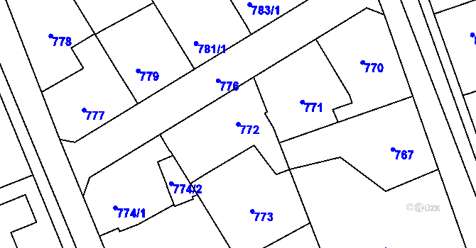 Parcela st. 772 v KÚ Dubeč, Katastrální mapa