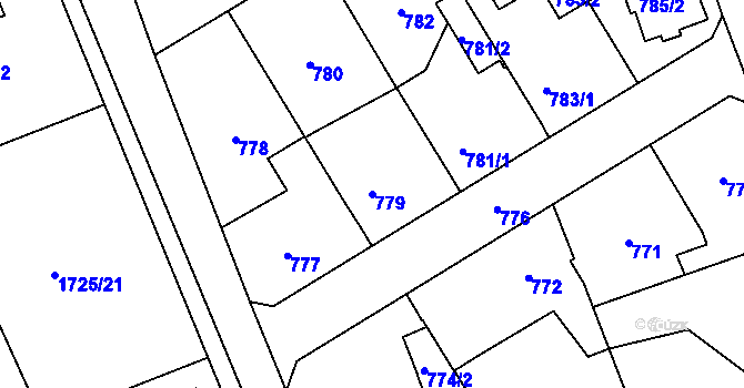 Parcela st. 779 v KÚ Dubeč, Katastrální mapa