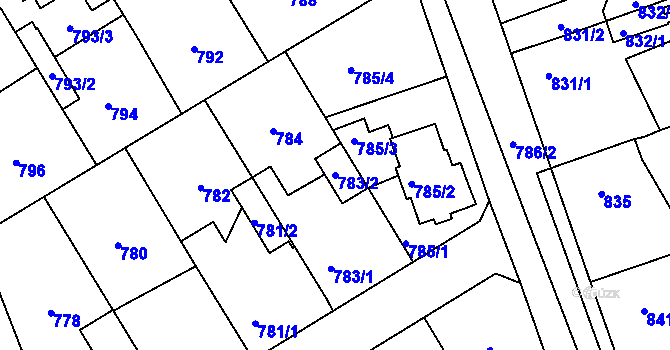 Parcela st. 783/2 v KÚ Dubeč, Katastrální mapa