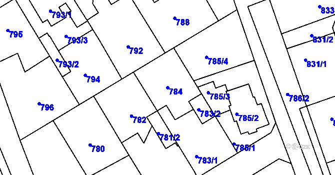 Parcela st. 784 v KÚ Dubeč, Katastrální mapa