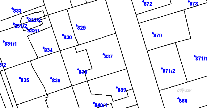Parcela st. 837 v KÚ Dubeč, Katastrální mapa