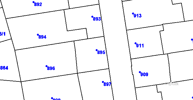 Parcela st. 895 v KÚ Dubeč, Katastrální mapa