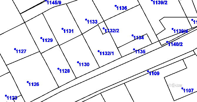 Parcela st. 1132/1 v KÚ Dubeč, Katastrální mapa