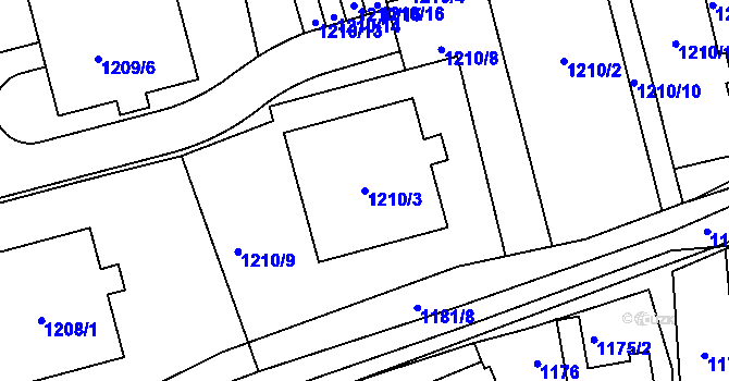 Parcela st. 1210/3 v KÚ Dubeč, Katastrální mapa