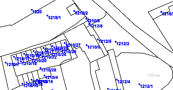 Parcela st. 1210/5 v KÚ Dubeč, Katastrální mapa